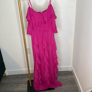Beautiful fuscia ruffle occasion dress, Fashion to Figure size 0 plus